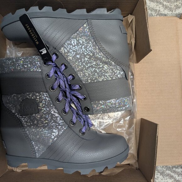 Sorel Quarry Paisley purple wedge boots - Picture 3 of 4